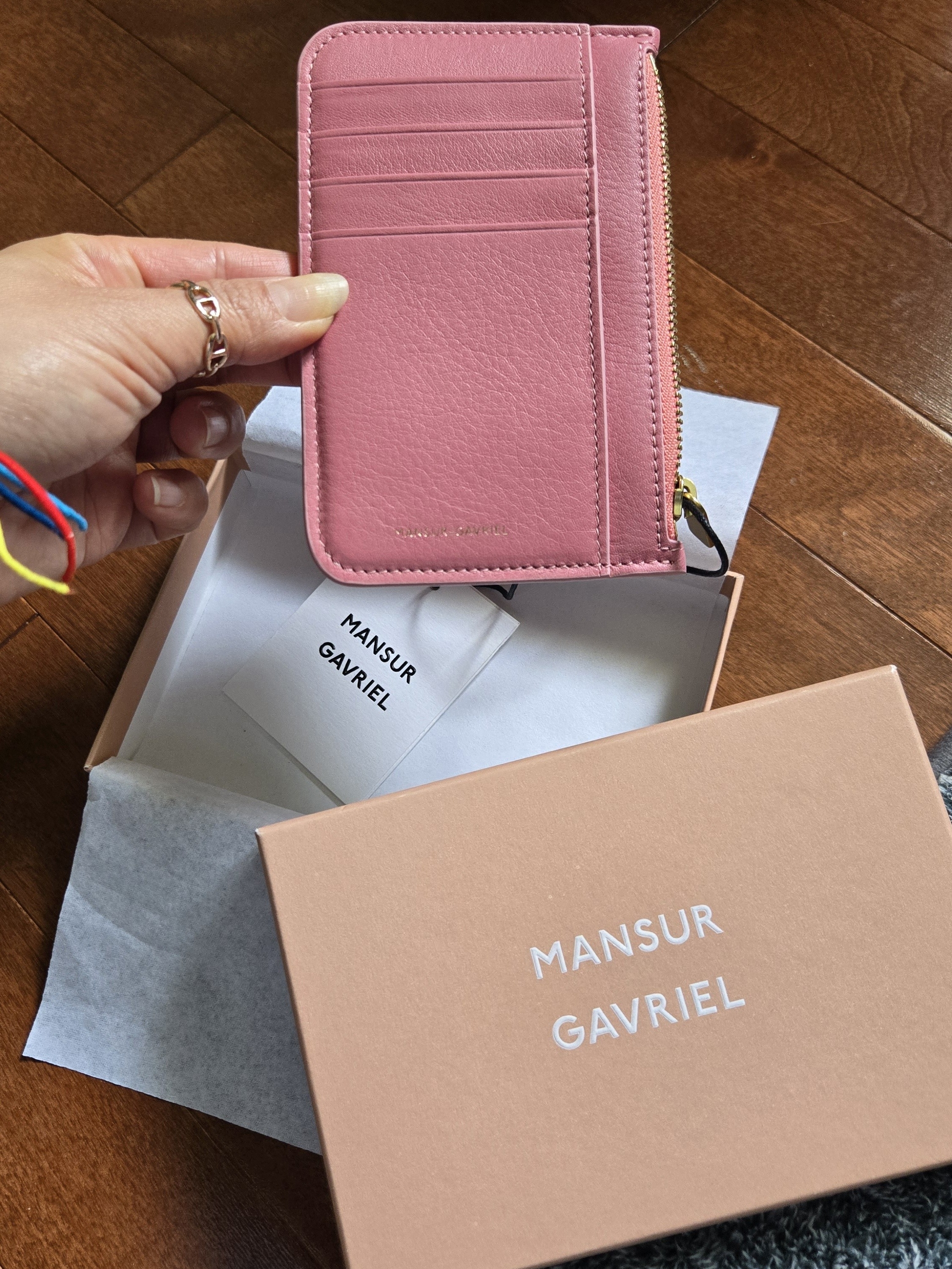 Mansur Gavriel Pink Leather Zip Card Holder